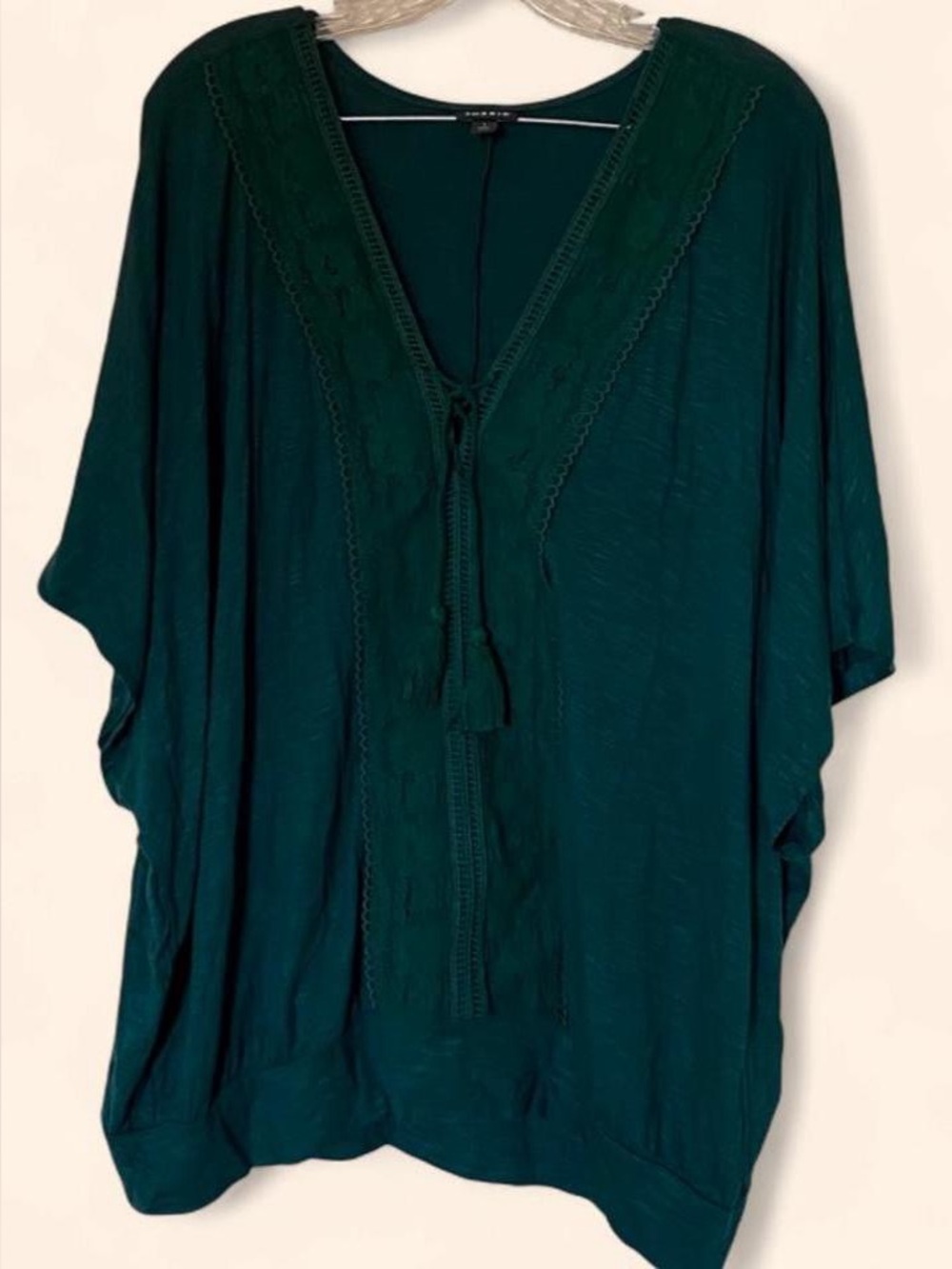 torrid Teal V-Neck with Tassel Tie